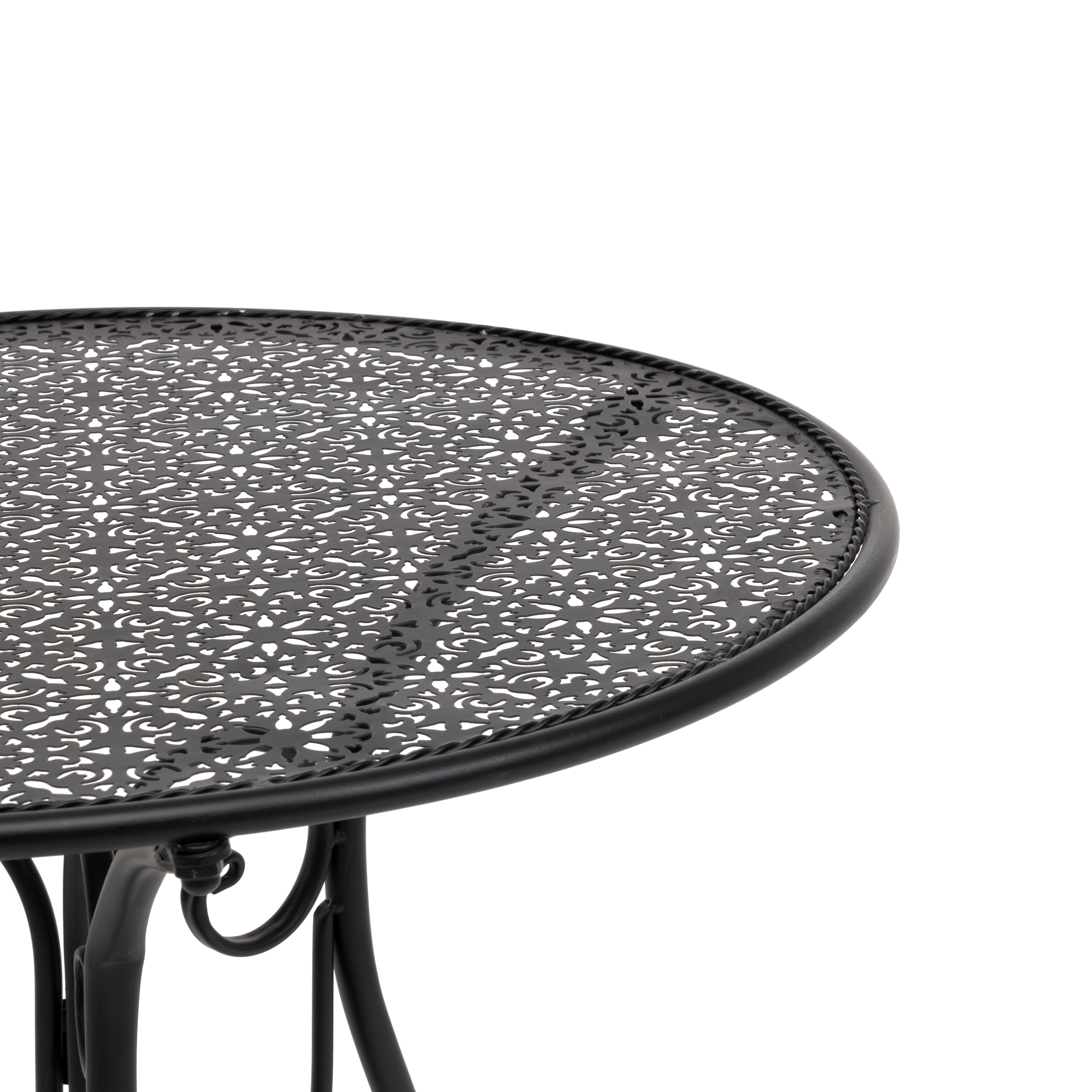 VESTIAMO CASA GIARDINO - Set giardino Bistrot tavolo rotondo 60 cm e 2 sedie pieghevoli in metallo Nero